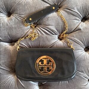 Tory Burch Black Crossbody Bag with Gold Accents